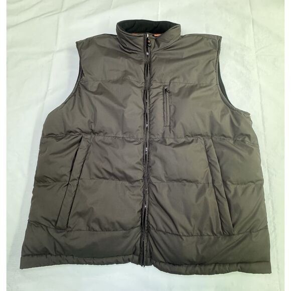 GH Bass‎ Earth Brown Puffer Vest Men's XL Fleece Lined Classic Neutral Utility - Picture 1 of 7